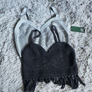 2 For $12. Black and Gray Knit Crop Tops